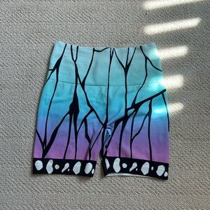 blue and purple butterfly invicta kuru workout shorts